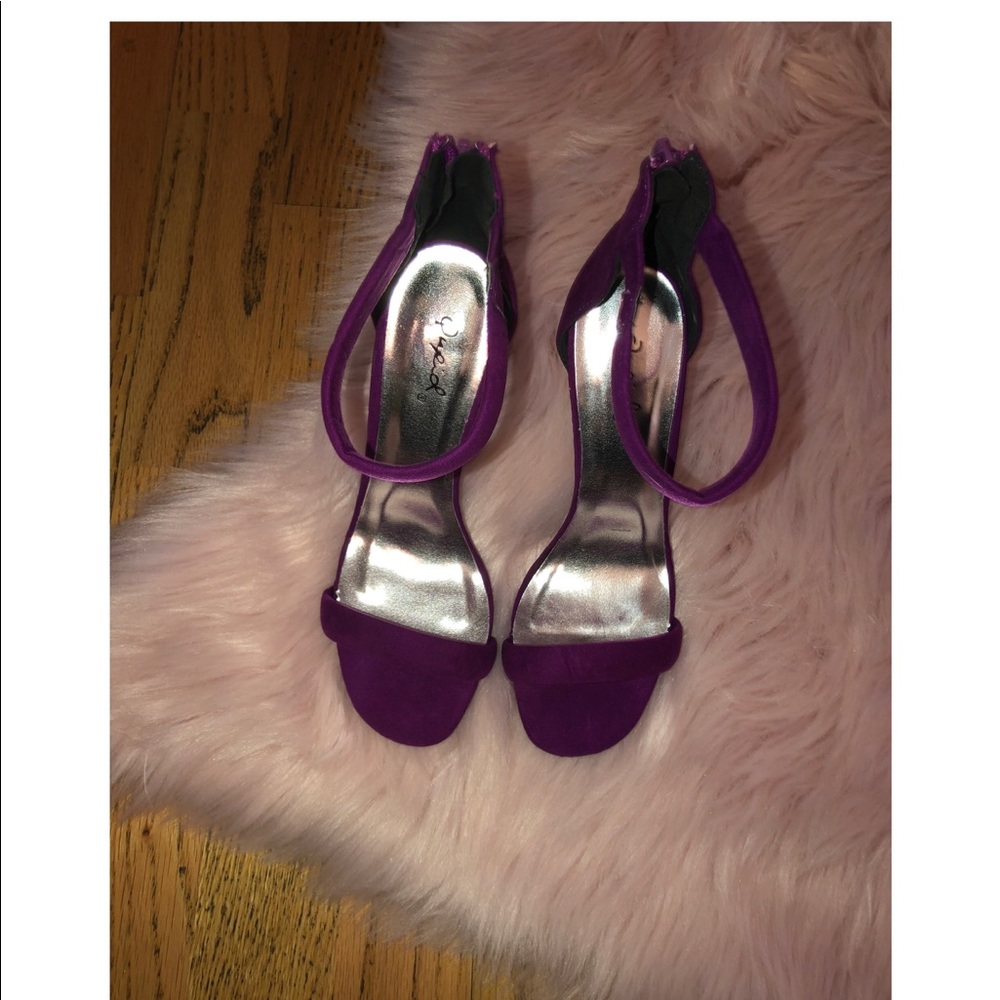 Purple suede heels